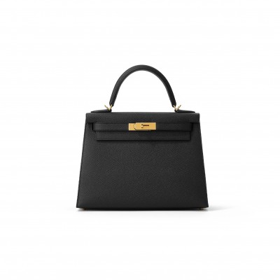 HERMÈS MASTER A BLACK EPSOM LEATHER KELLY 28 WITH GOLD HARDWARE (28*22*10cm) 